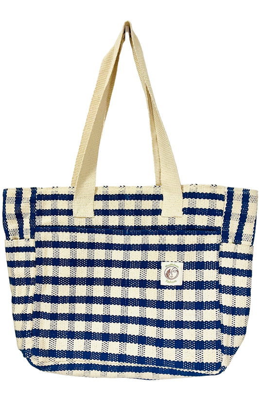 Blue/White Handmade cotton thread bag