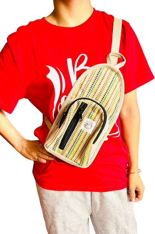 Handmade thread cross cotton bag/ Unisex Use