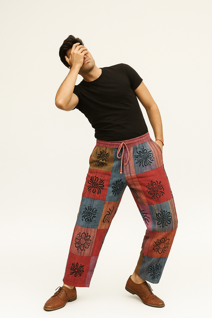 Patchwork Cotton Pants- For Unisex