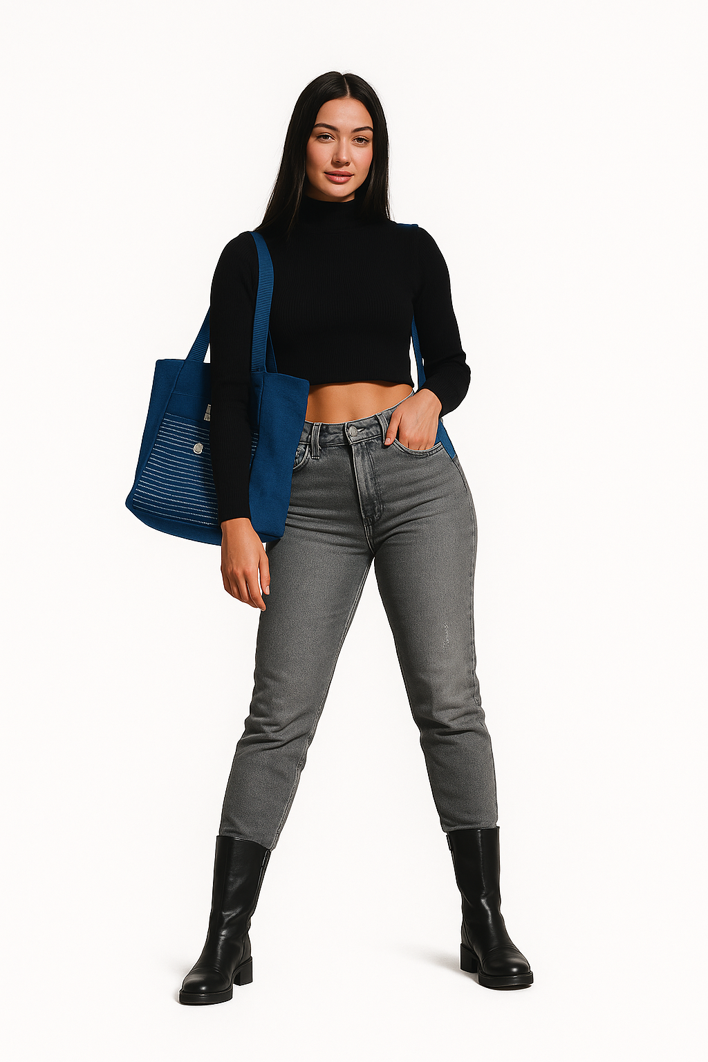 Blue Handmade Cotton Thread Bag