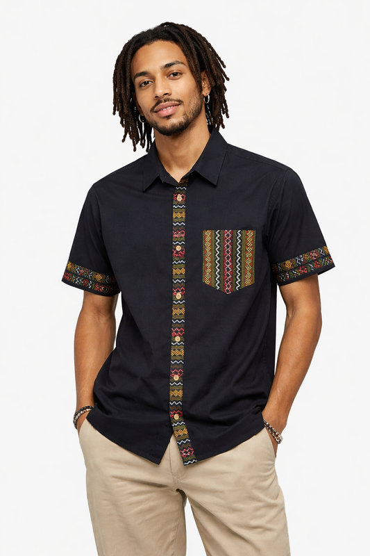 Black with multicolour Pattern Shirt