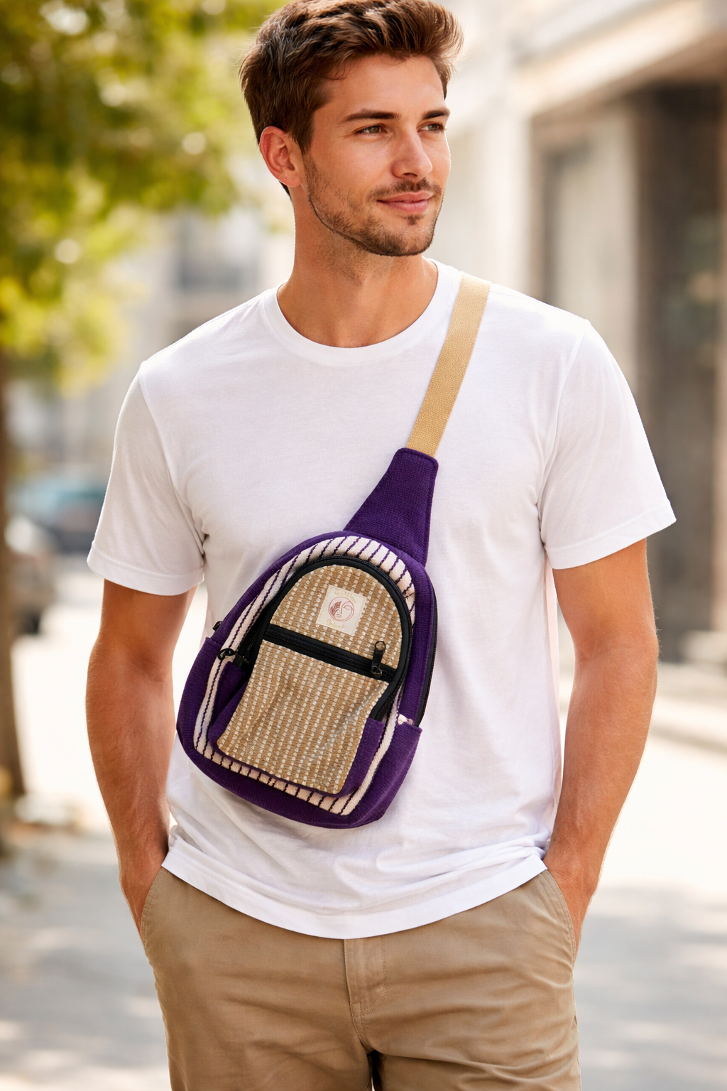 Handmade Cotton thread Cross body bag/ Unisex Use