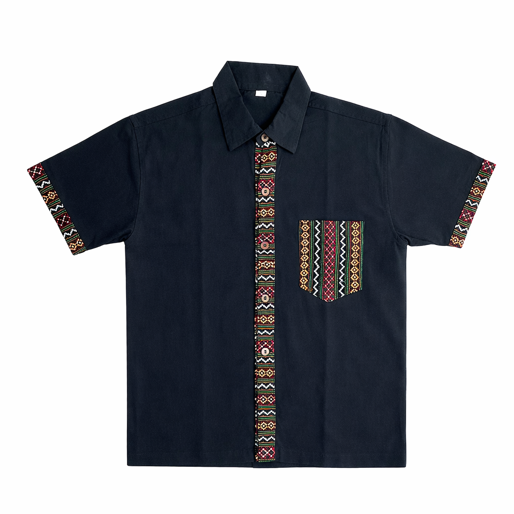 Black with multicolour Pattern Shirt