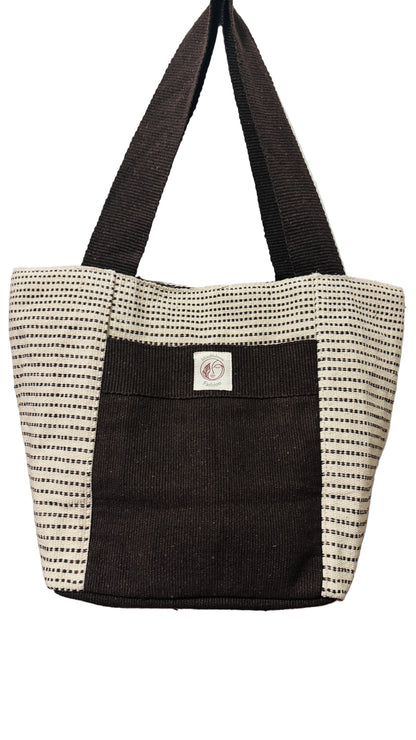 Brown/White Handmade Thread Cotton Bag