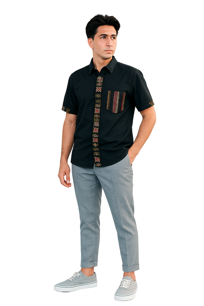 Black with multicolour Pattern Shirt