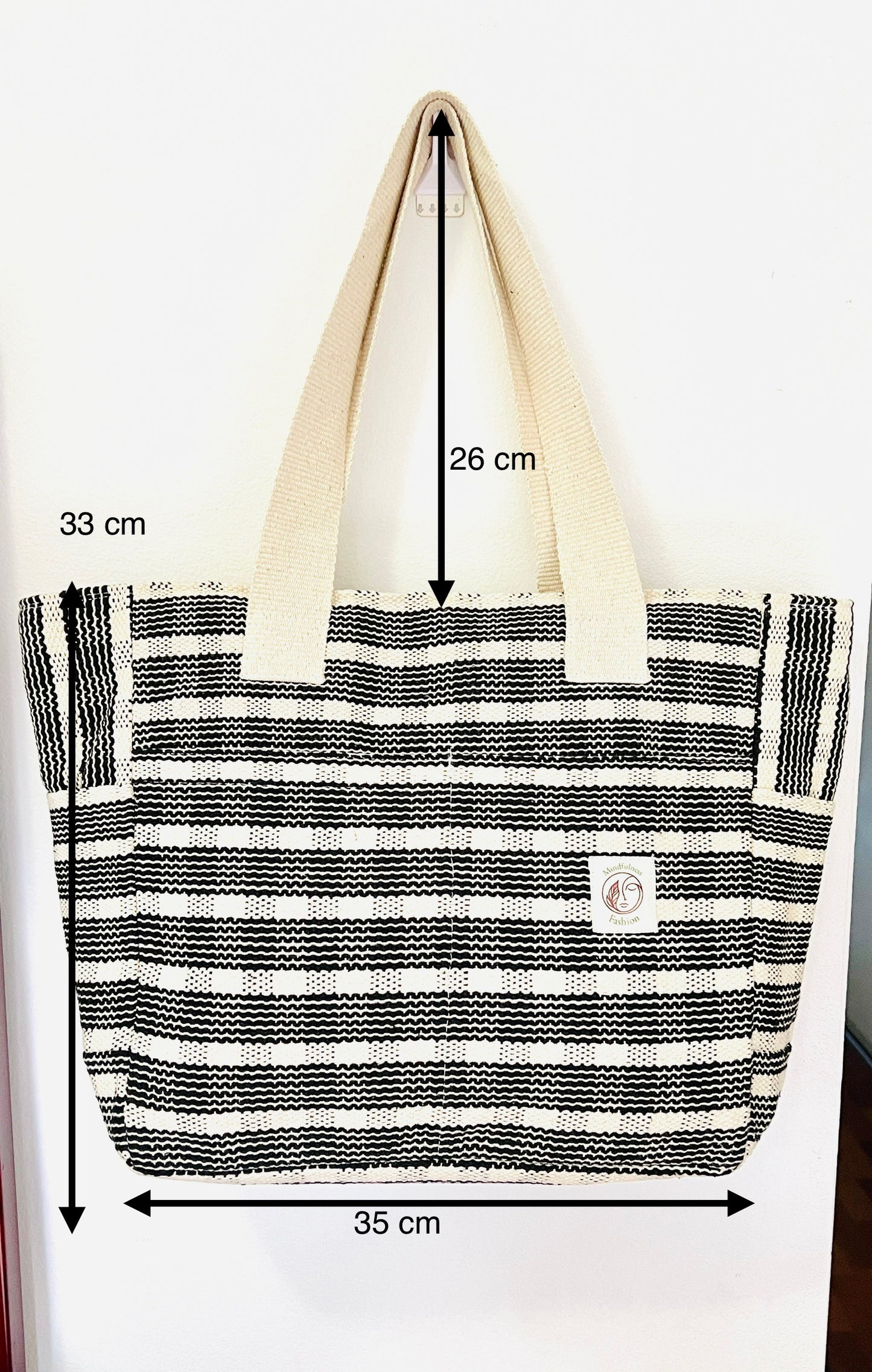 Black/White Handmade cotton thread bag