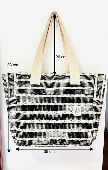 Black/White Handmade cotton thread bag