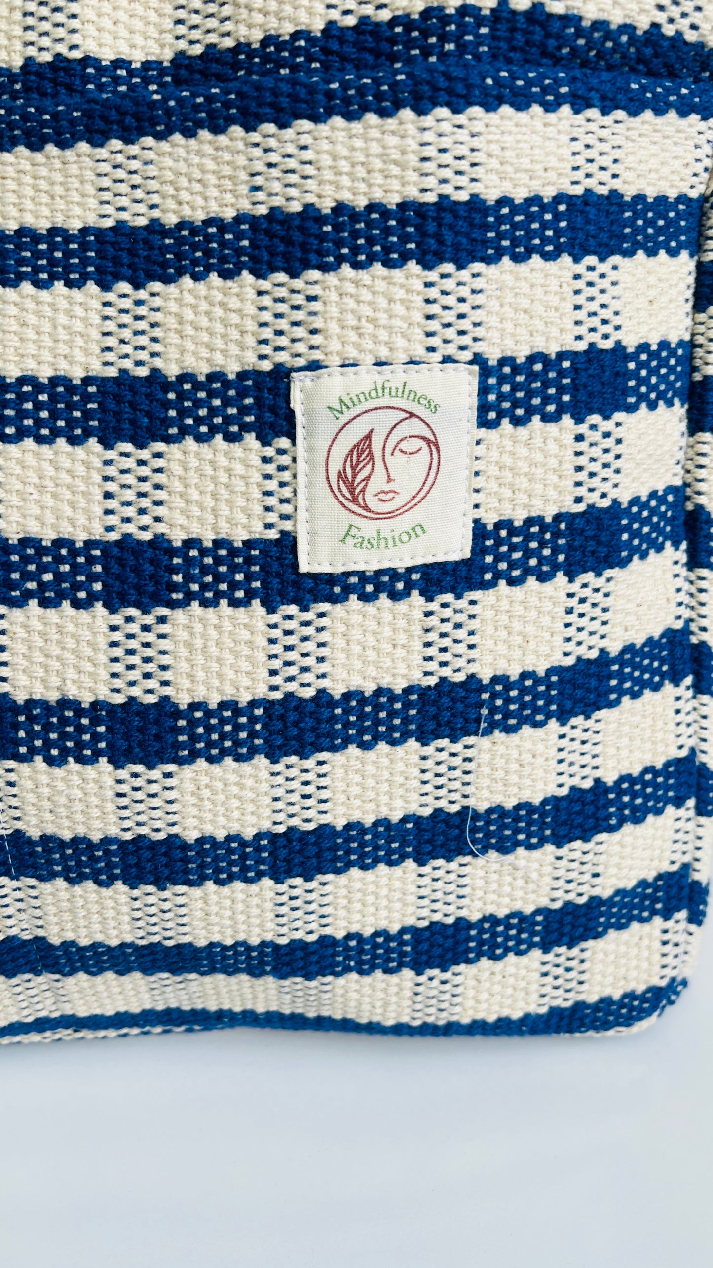 Blue/White Handmade cotton thread bag