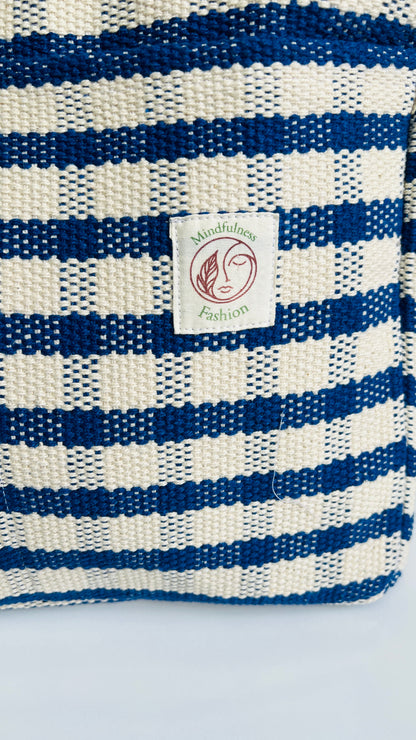 Blue/White Handmade cotton thread bag