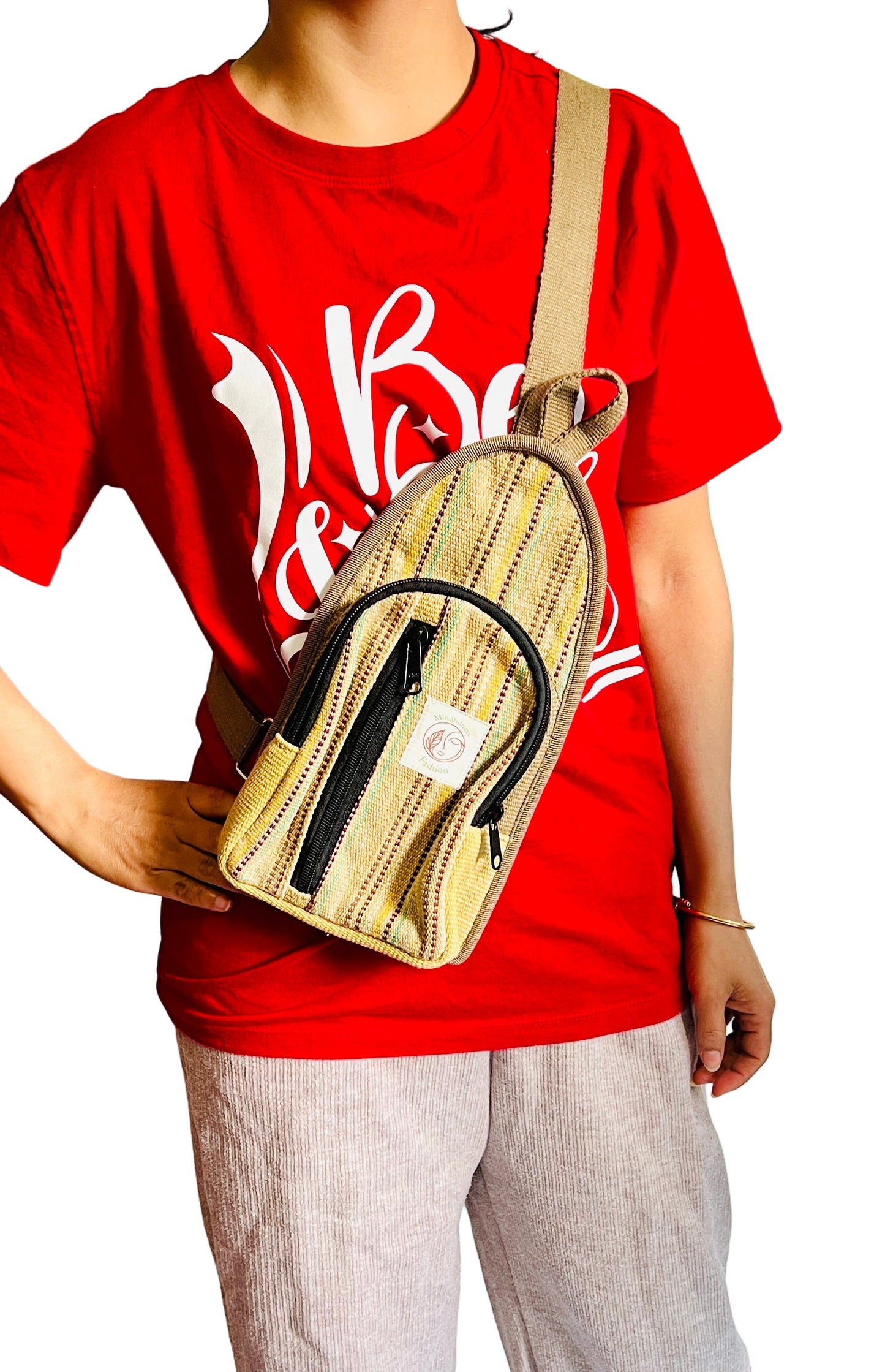 Handmade thread cross cotton bag/ Unisex Use