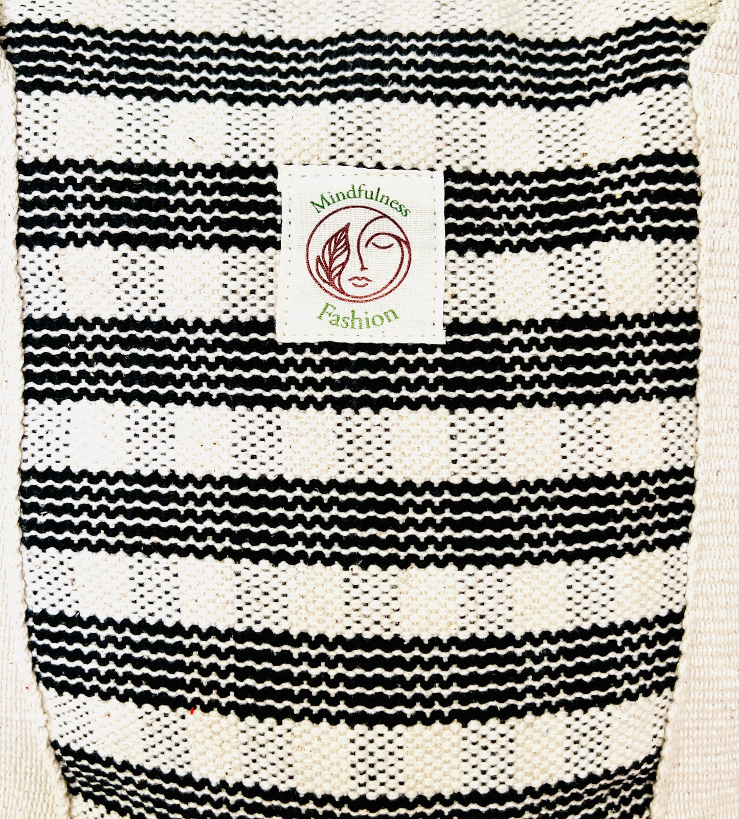 Black/White line Cotton Thread Bag