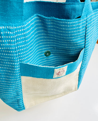 Sky/Blue Handmade thread Cotton Bag