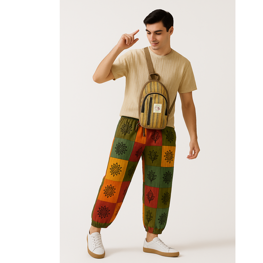 Handmade thread cross cotton bag/ Unisex Use