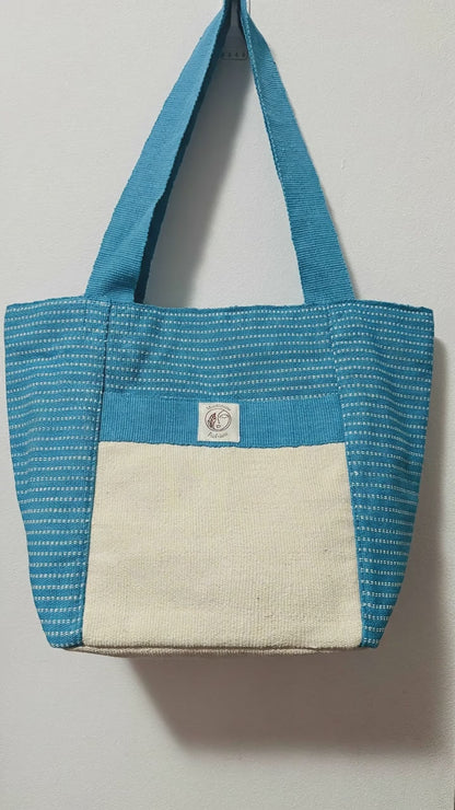 Sky/Blue Handmade thread Cotton Bag