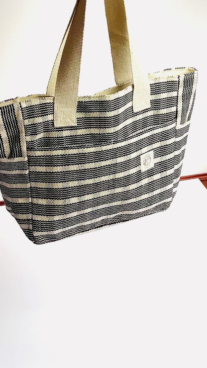 Black/White Handmade cotton thread bag