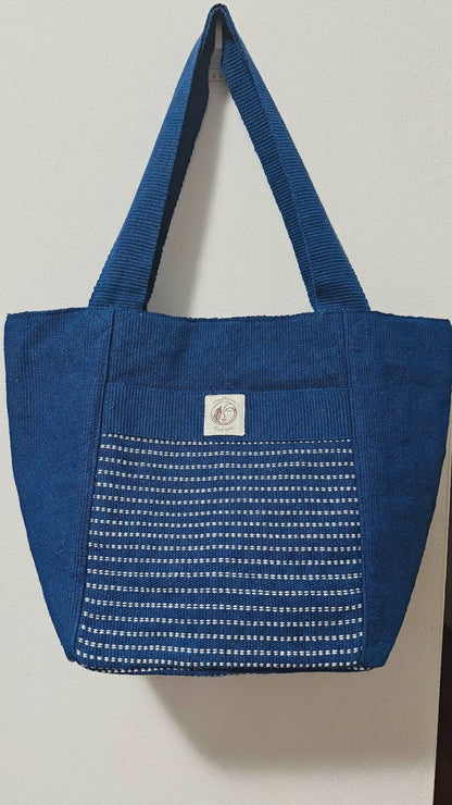 Blue Handmade Cotton Thread Bag